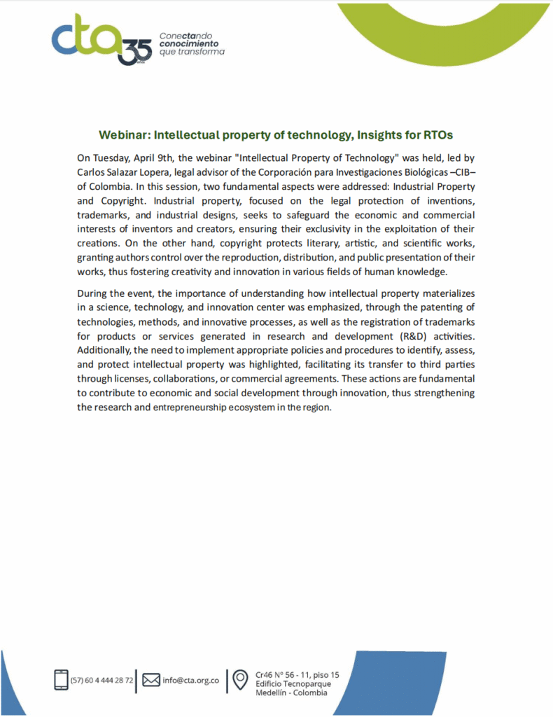 CTA and CIB hosted webinar: intellectual property of technology, Insights for RTOs » WAITRO